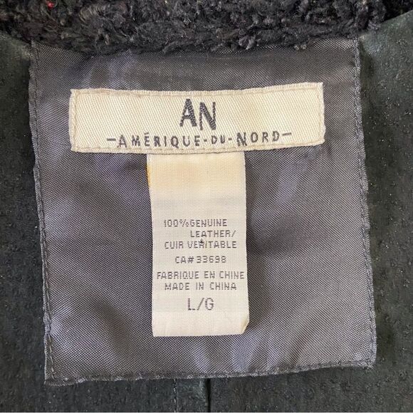 VINTAGE black Amerique du Nord reversible leather vest Large faux fur sleeveless - Picture 5 of 13